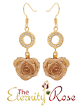 White glazed rose earrings in 24k gold